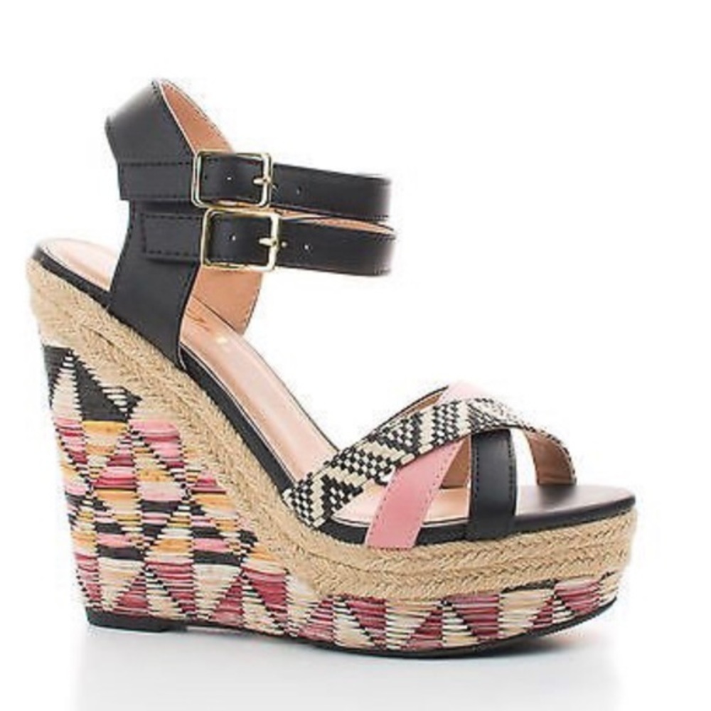 SODA Raffia Wedge Sandal 5 1/2
